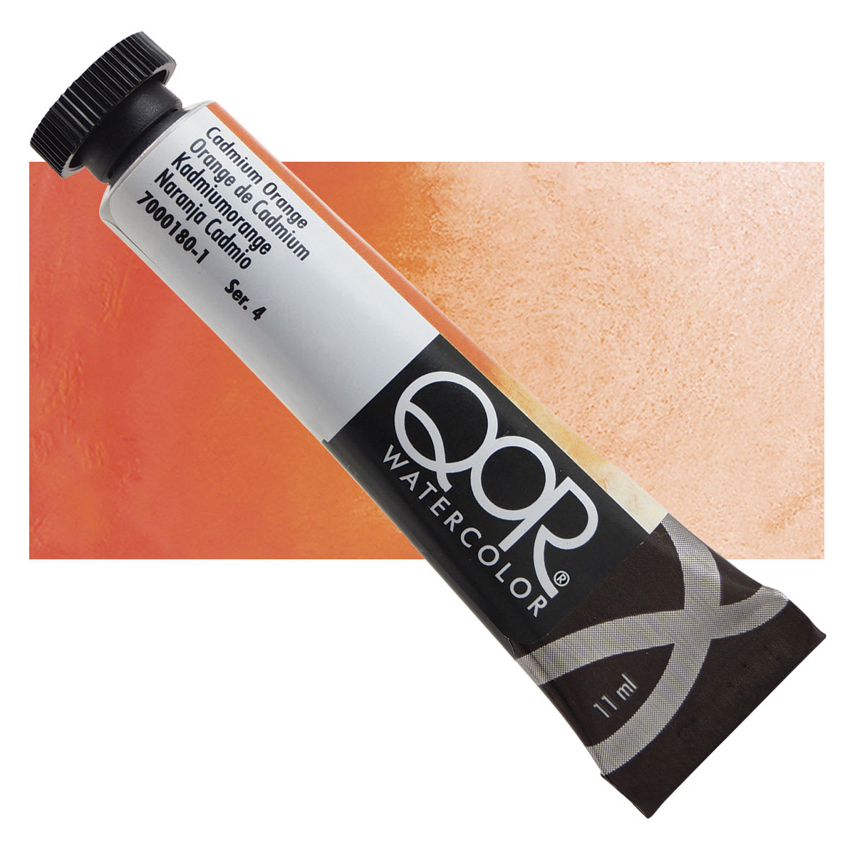 QoR Modern Watercolor - Cadmium Orange, 11 ml tube and swatch