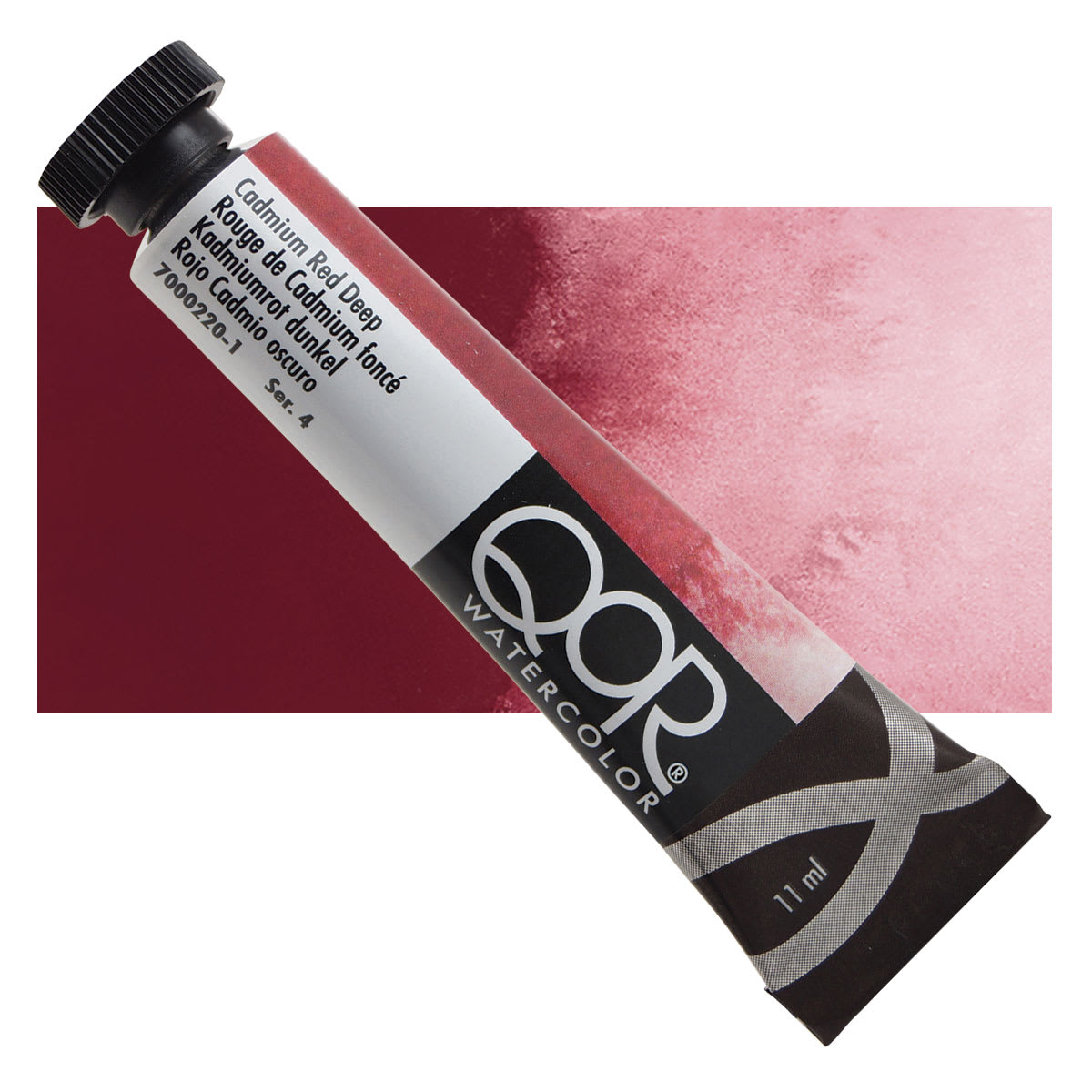 QoR Modern Watercolor - Cadmium Red Deep, 11 ml tube and swatch