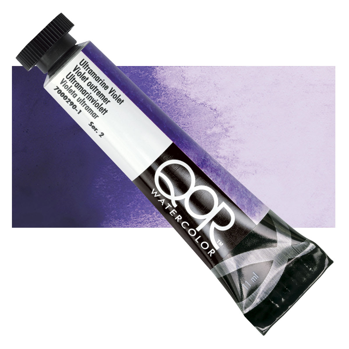 QoR Modern Watercolor - Ultramarine Violet, 11 ml tube and swatch