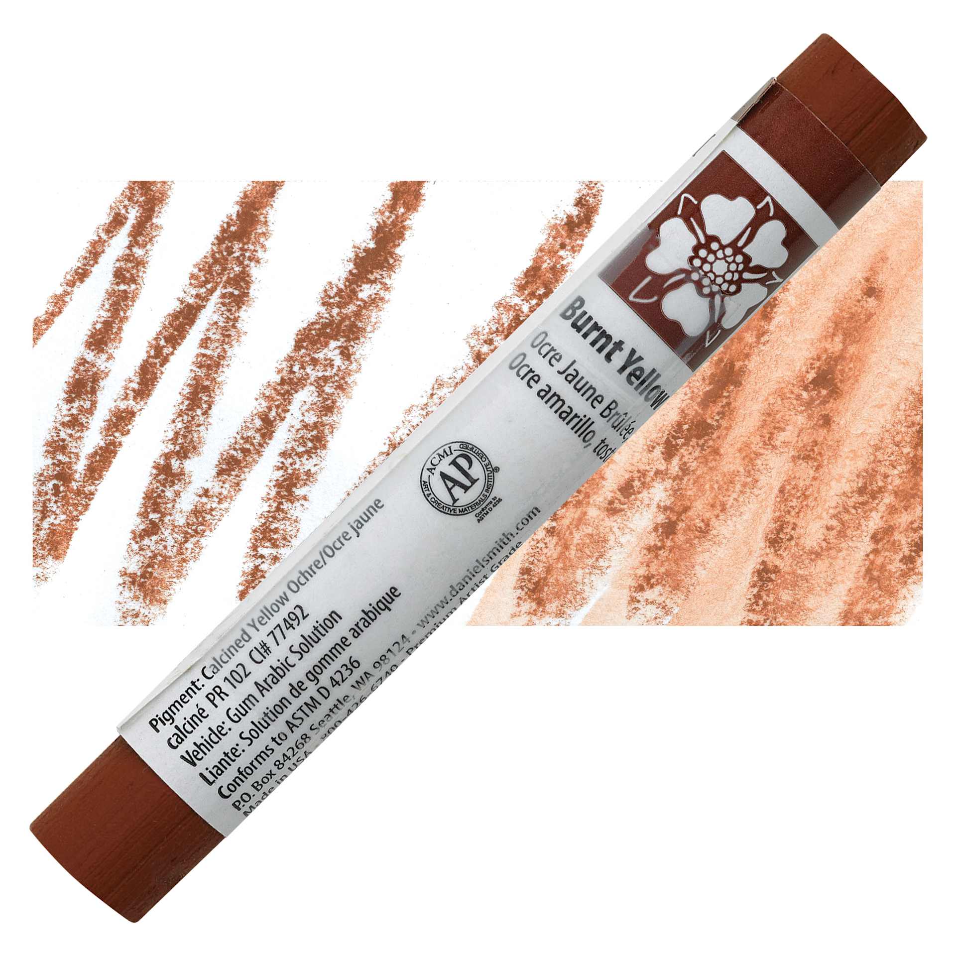 Daniel Smith Watercolor Stick - Burnt Yellow Ochre stick and swatch