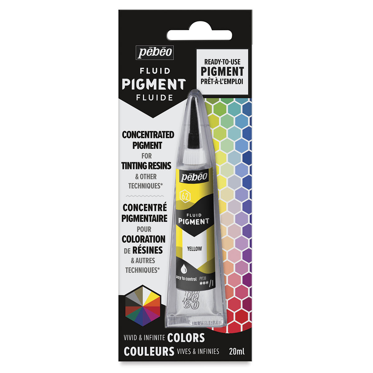 Pebeo Fluid Pigments - Front of package of Yellow Pigment