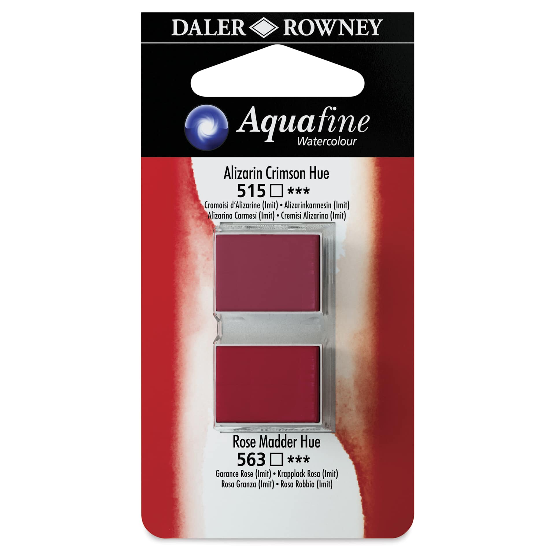 Daler-Rowney Aquafine Watercolors - Set of 2, Alizarin Crimson Hue and Rose Madder Hue, Half Pan
