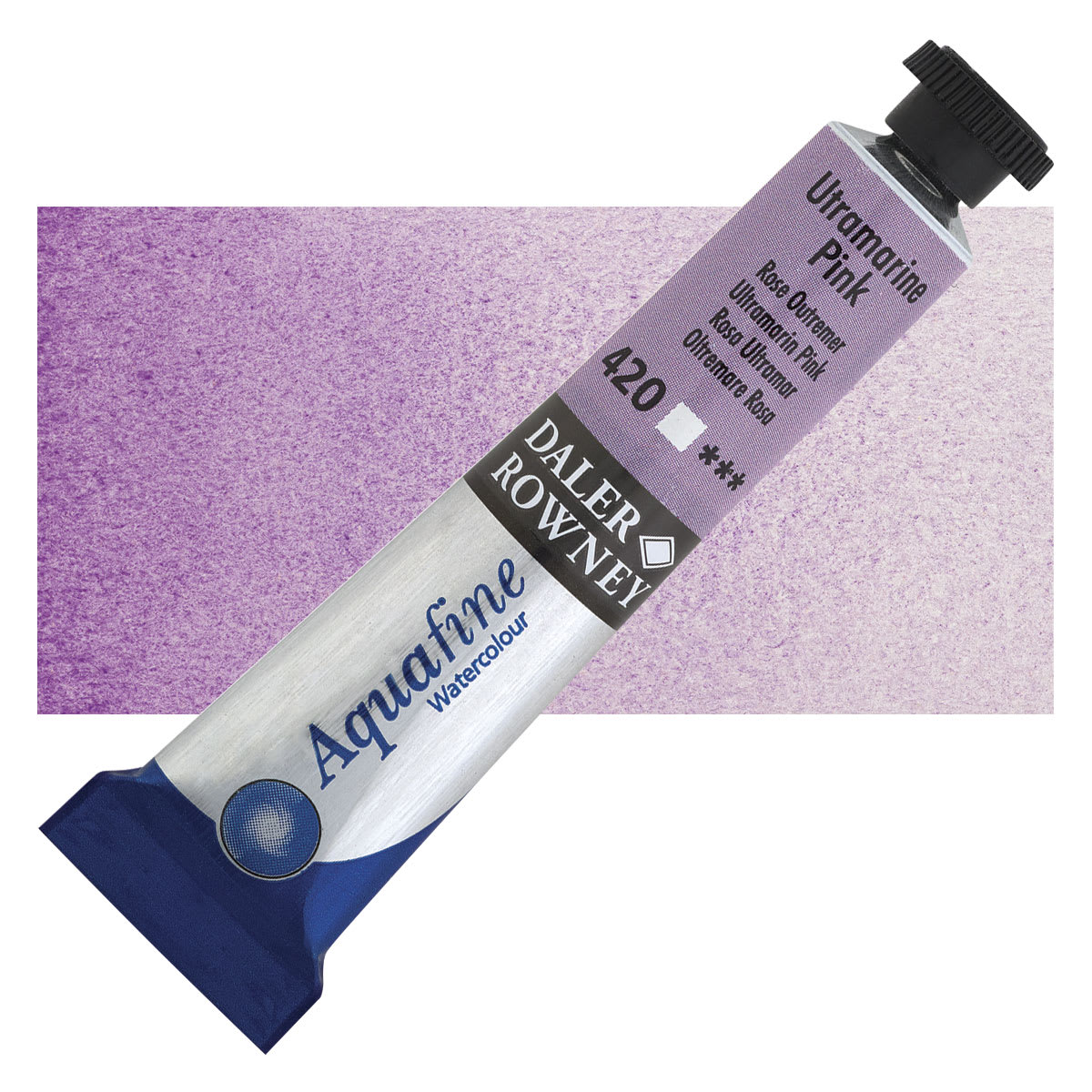 Daler-Rowney Aquafine Watercolor - Ultramarine Pink, 8 ml, Tube and swatch