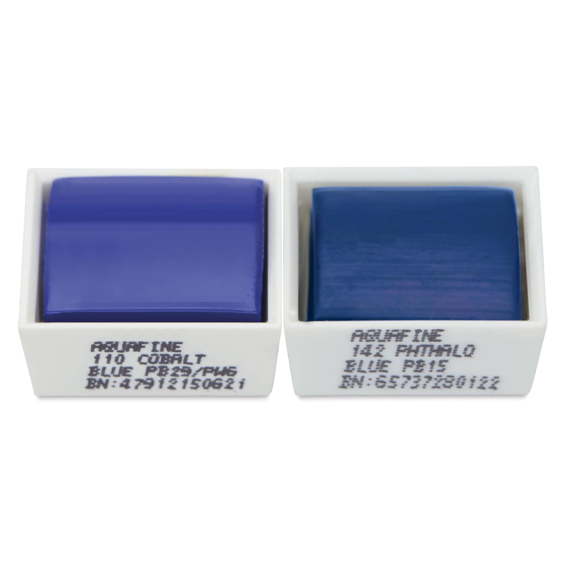 Daler-Rowney Aquafine Watercolors - Set of 2, Cobalt Blue Hue and Phthalo Blue, Half Pan out of package