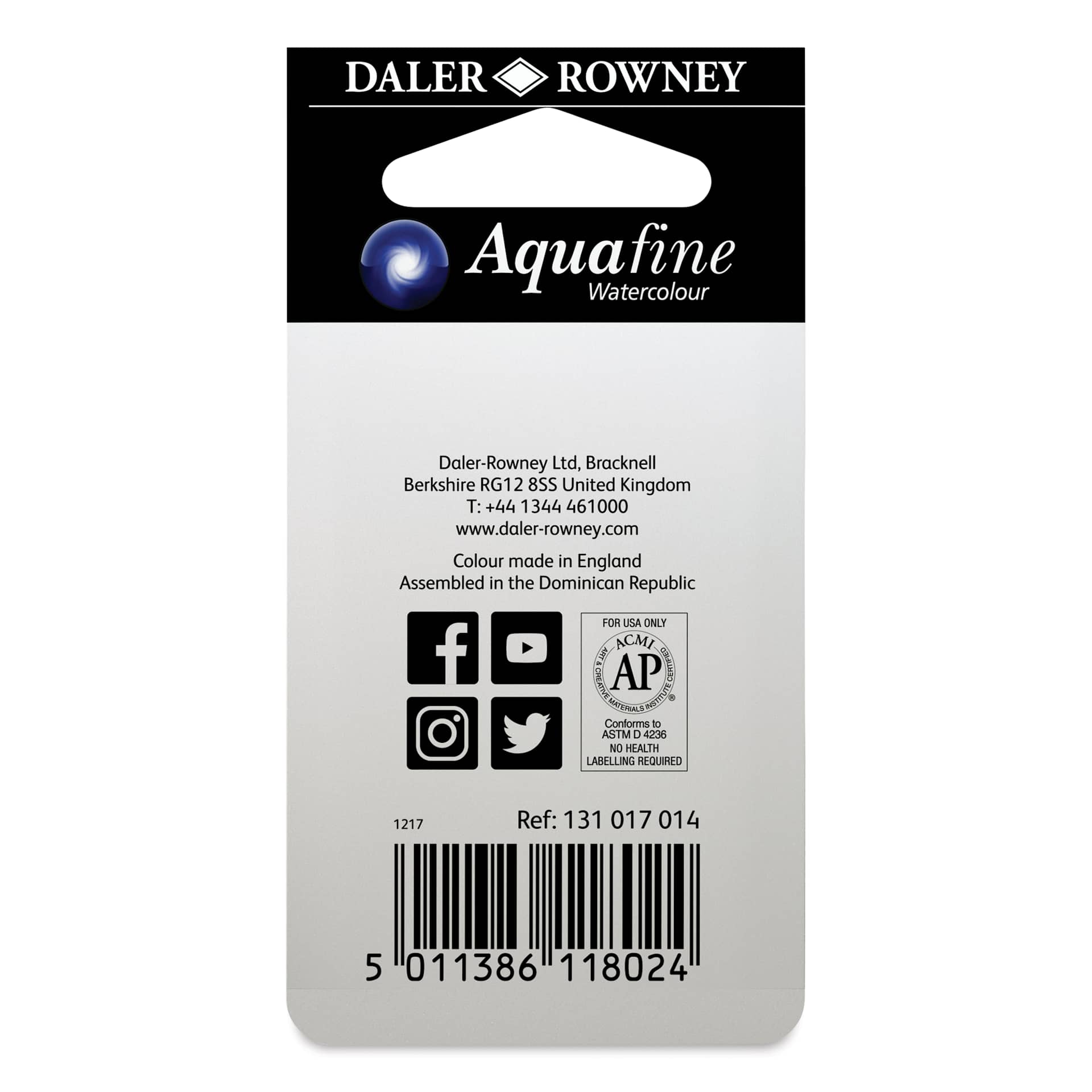 Daler-Rowney Aquafine Watercolors - Set of 2, Viridian Hue and Leaf Green, Half Pan back of package