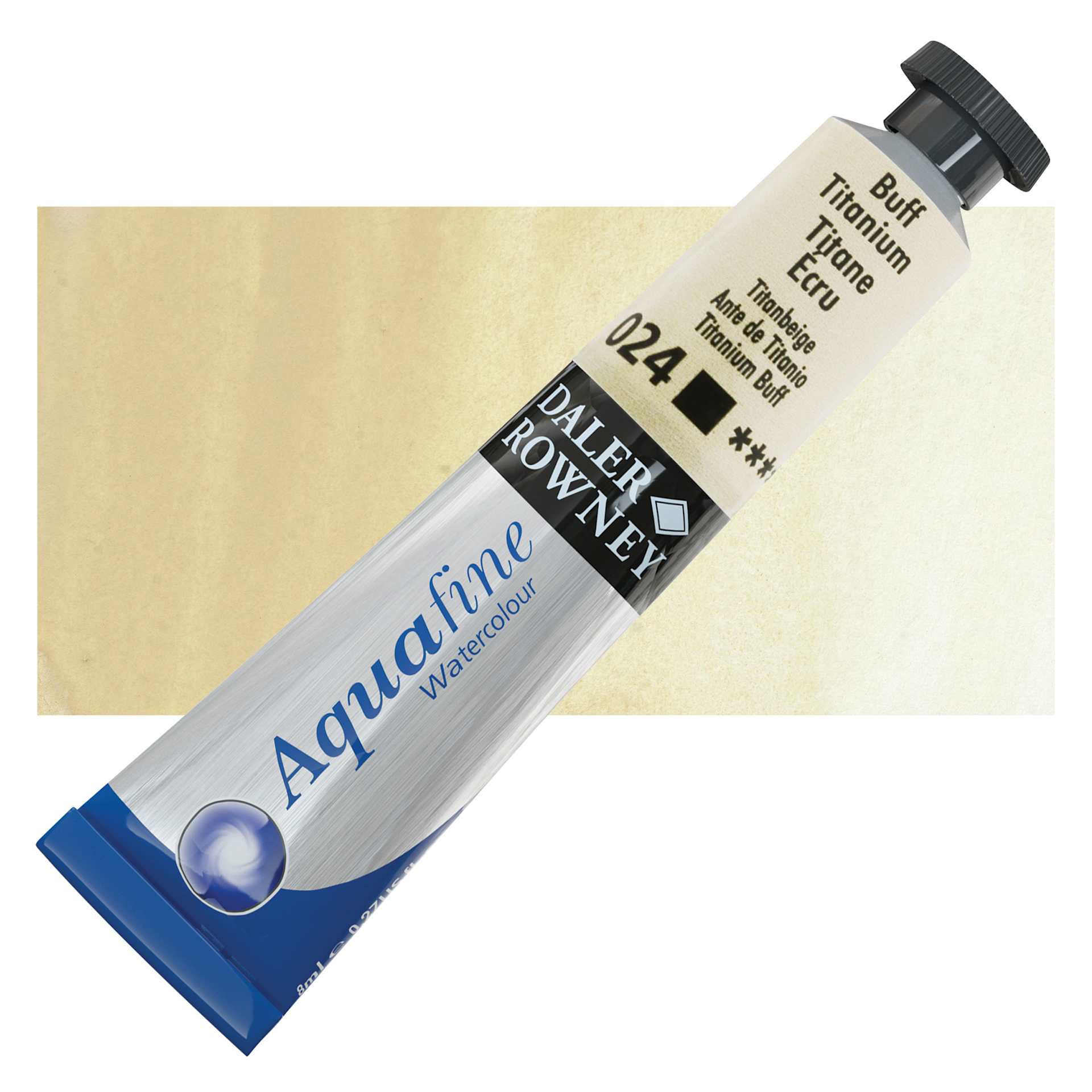 Daler-Rowney Aquafine Watercolor - Buff Titanium, 8 ml Tube and swatch