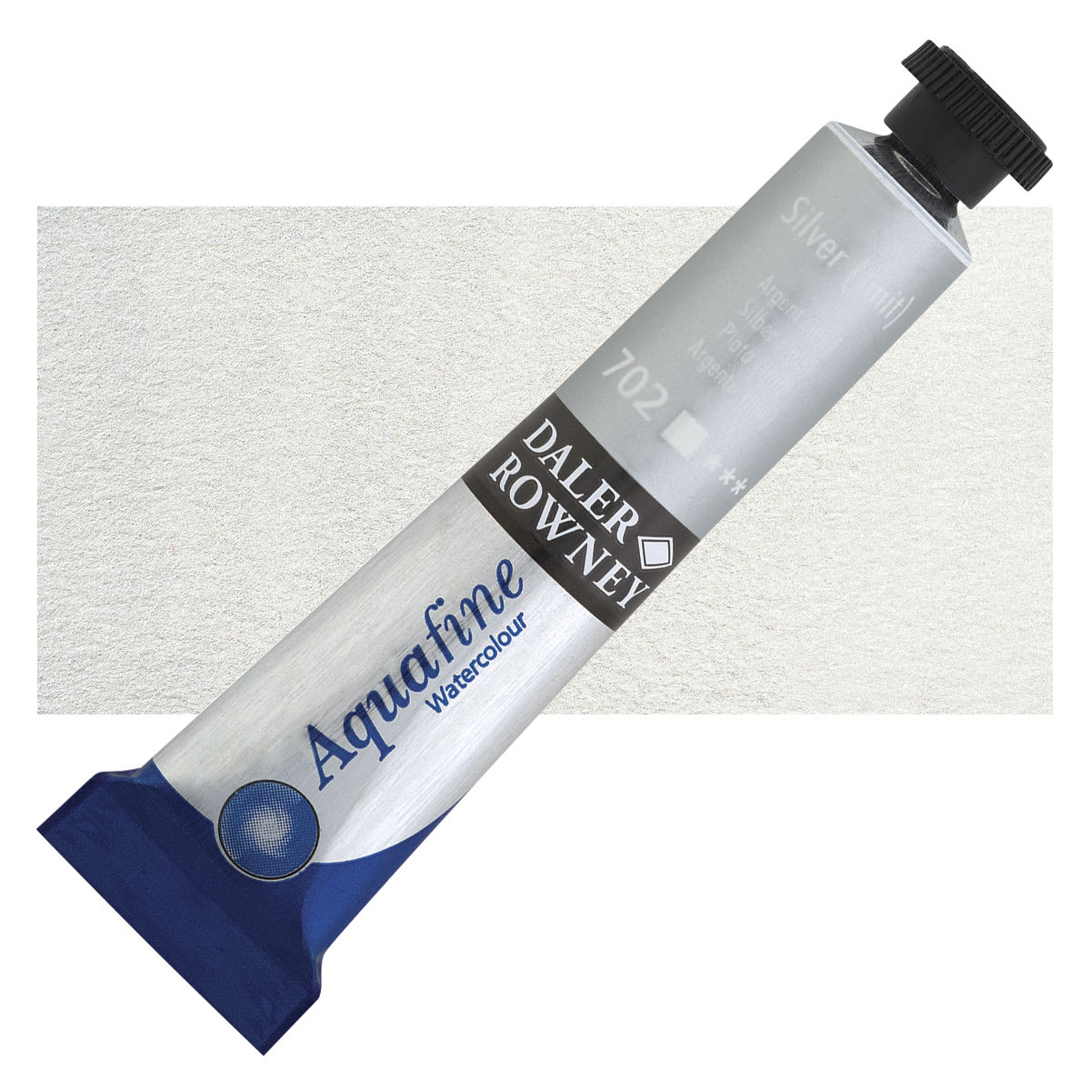 Daler-Rowney Aquafine Watercolor - Silver (Imit), 8 ml, Tube and swatch