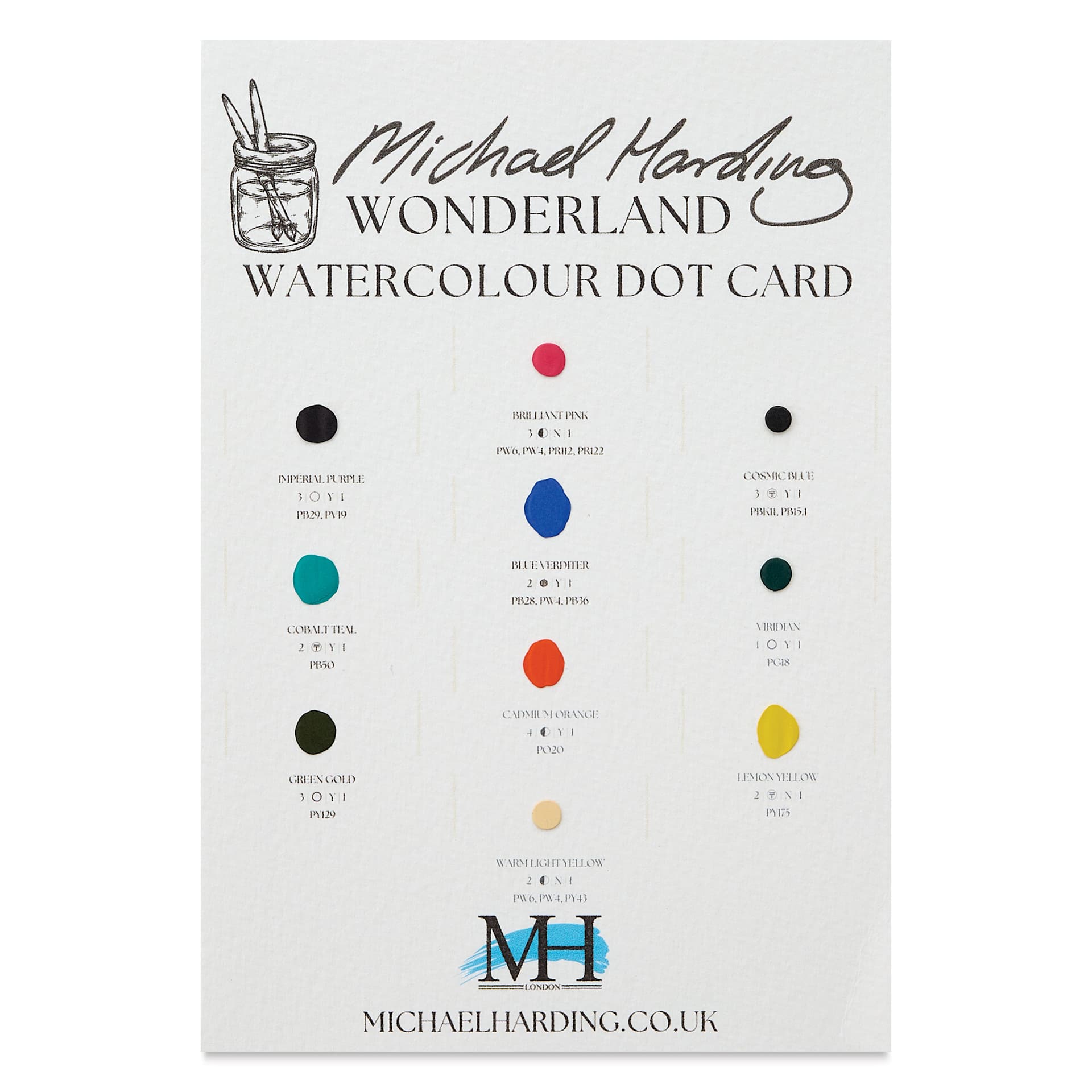 Michael Harding Artists Watercolor - Dot Card, 10 Colors, Wonderland
