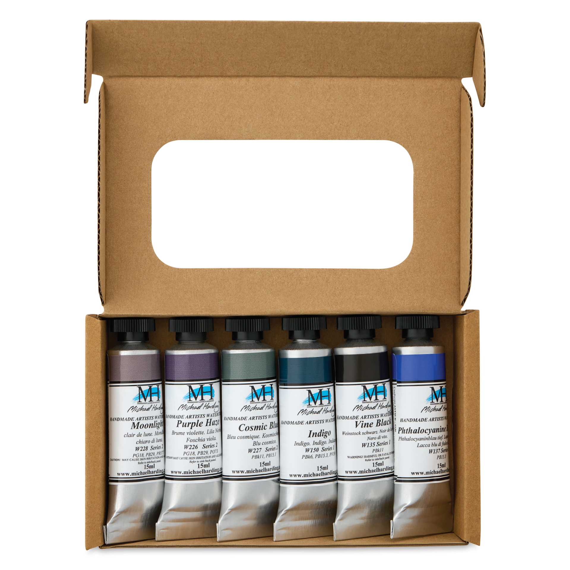 Michael Harding Artists Watercolors - Set of 6, Nocturne, 15 ml package open