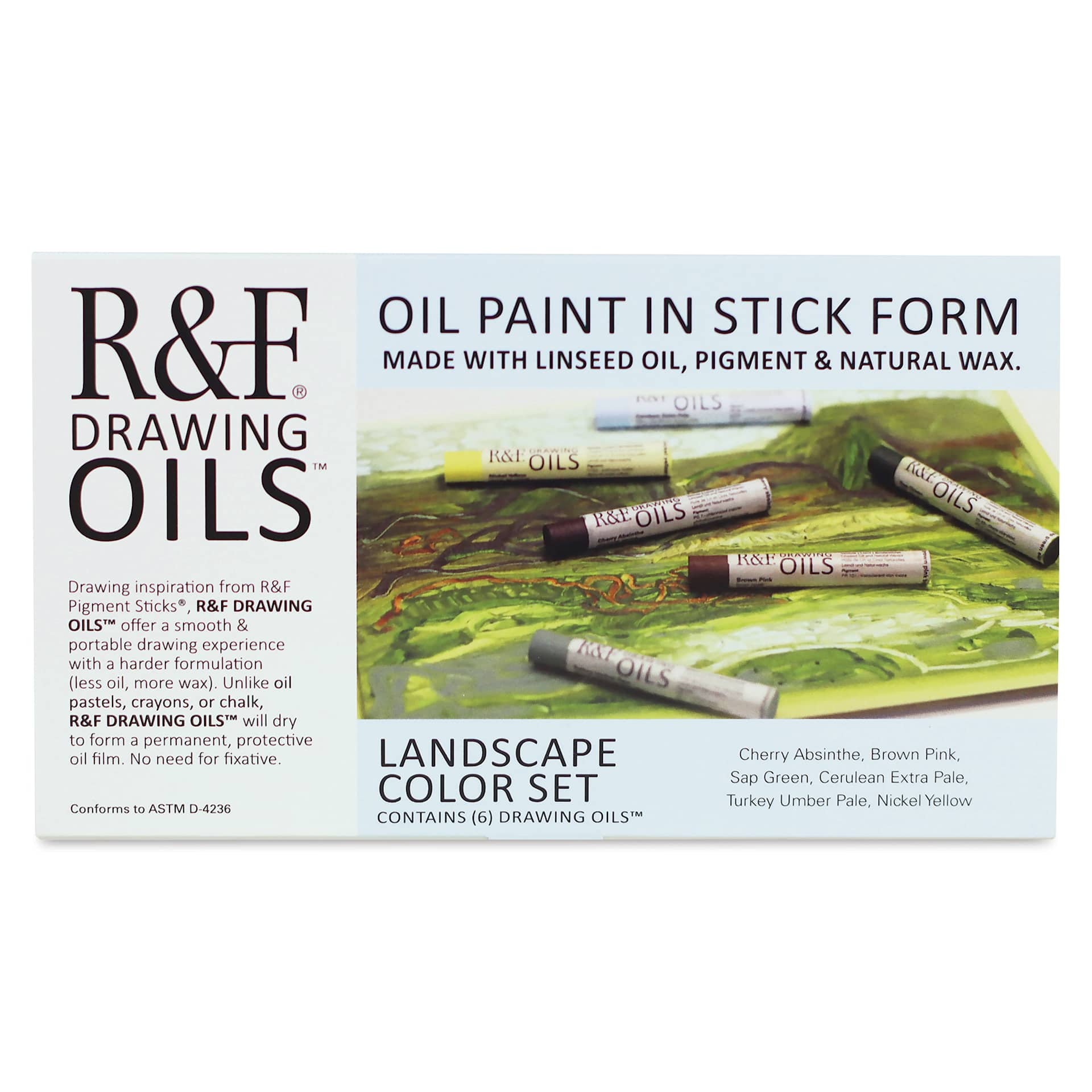 R&F Drawing Oil Sticks - Set of 6, Landscape Colors, 12 ml