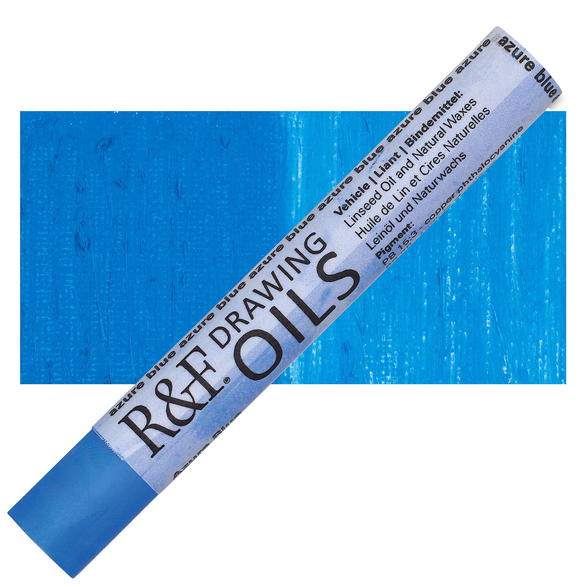 R&F Drawing Oil Stick - Azure Blue, 12 ml stick and swatch