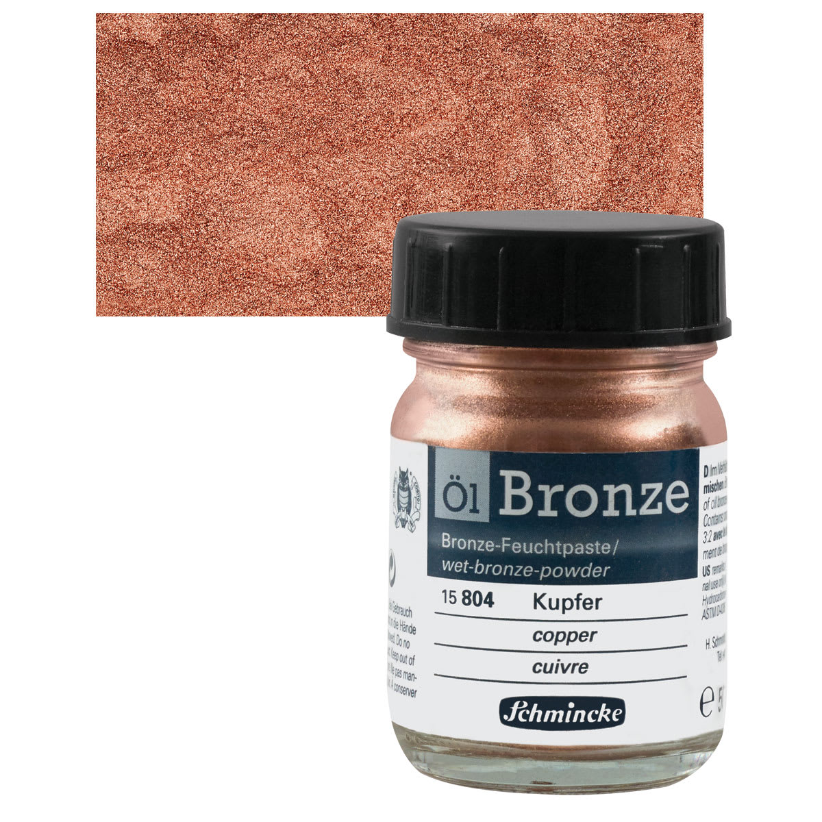 Schmincke Oil Bronze - Copper, 50 ml bottle and swatch