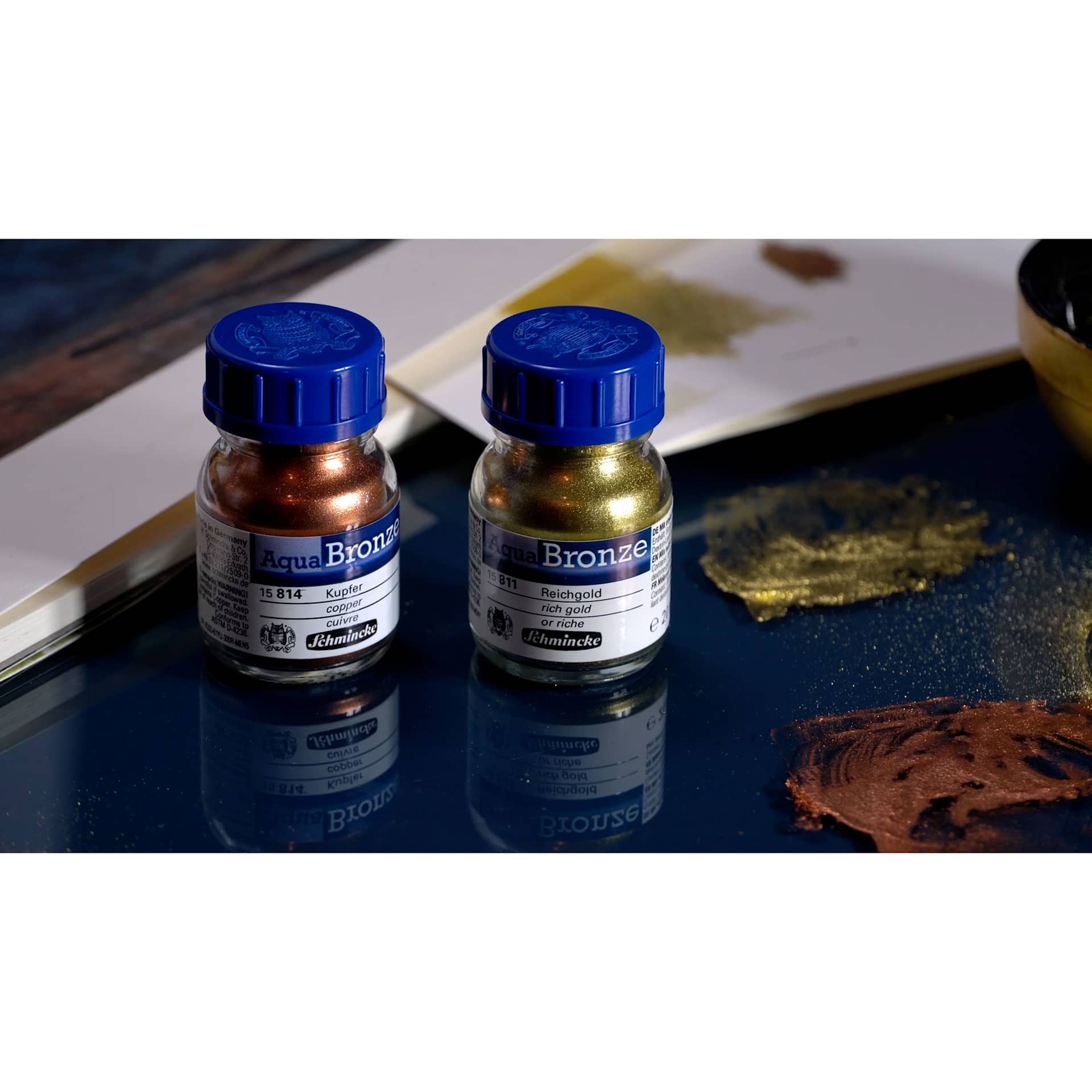 Schmincke Aqua Bronze Powders - Rich Gold & Copper