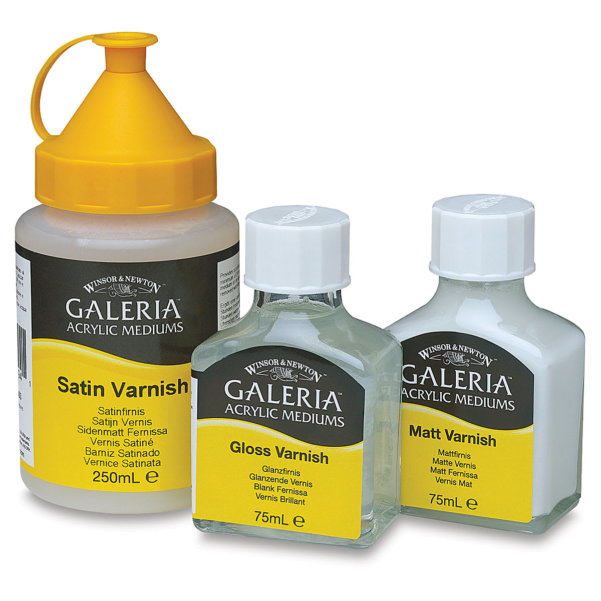 Winsor & Newton Galeria Acrylic Varnishes - 3 types of Acrylic Varnish shown