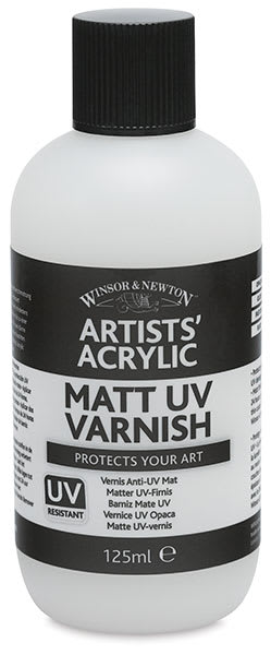 Winsor & Newton Artists' Acrylic UV Varnish - Front of bottle of Matte Varnish Winsor & Newton Artists' Acrylic UV Varnish - Front of bottle of Matte Varnish