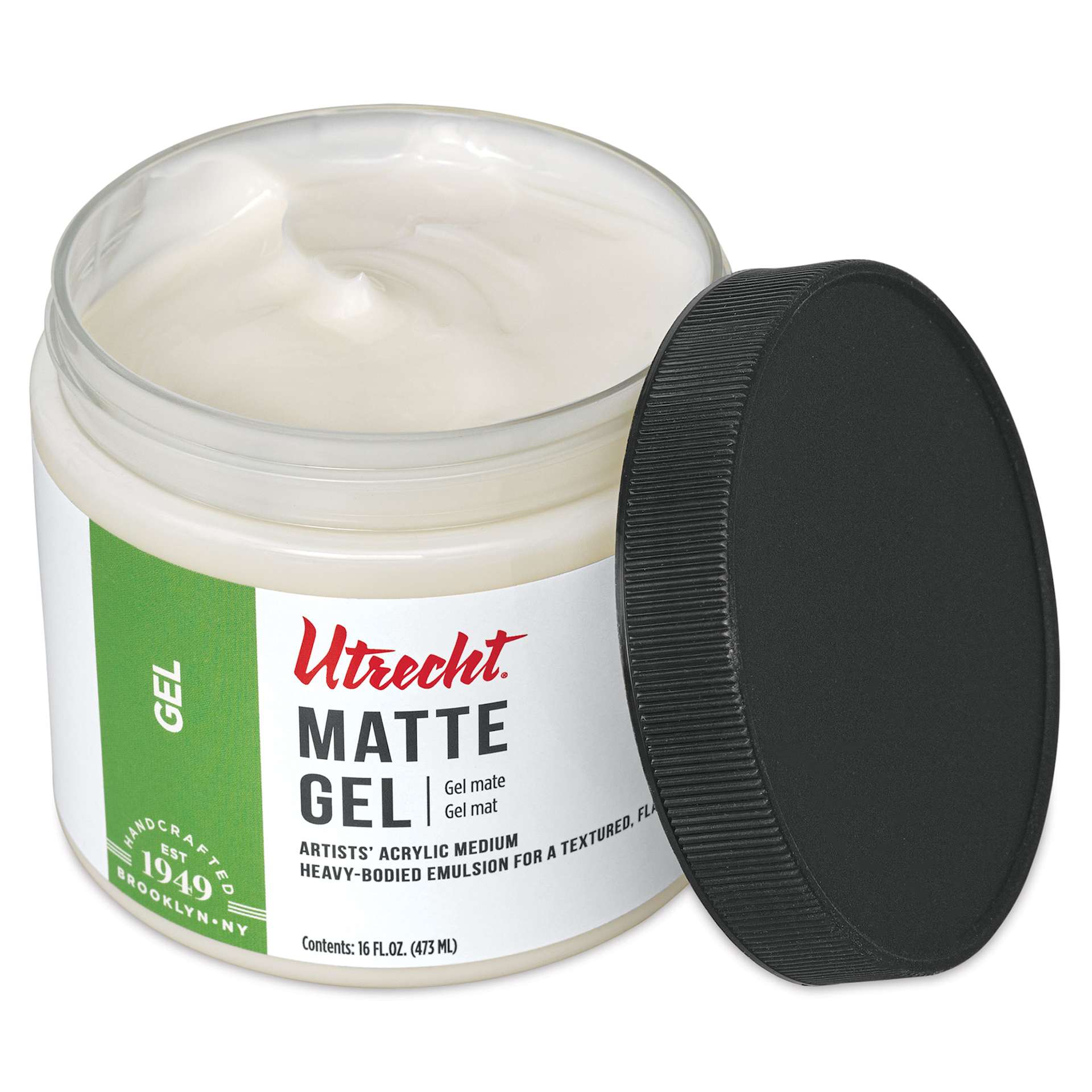 Utrecht Artists' Acrylic Gel Medium - Gel Matte Medium, 16 oz open to show medium