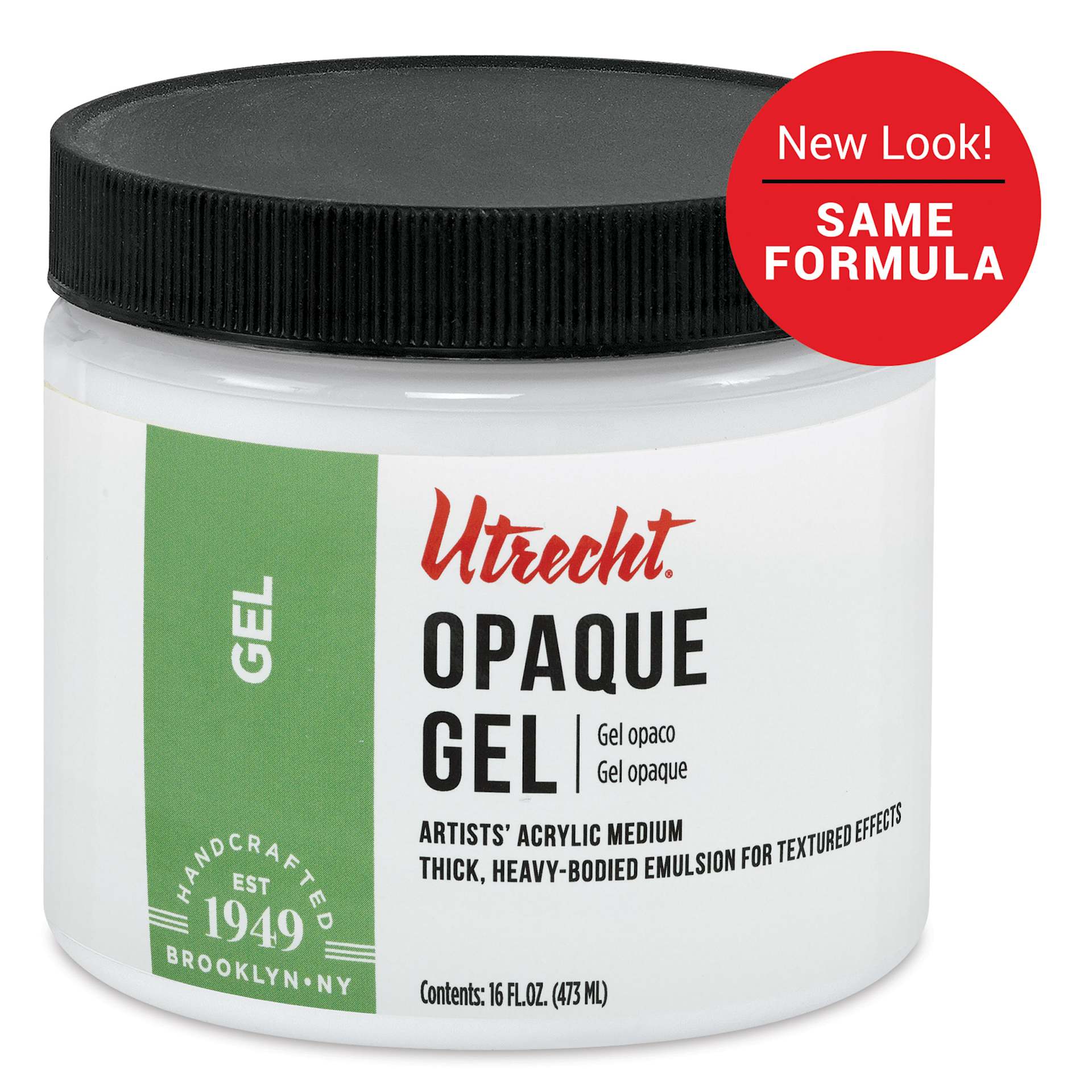 New look! Same formula - Utrecht Artists' Acrylic Opaque Gel Medium, 16 oz New look! Same formula - Utrecht Artists' Acrylic Opaque Gel Medium, 16 oz