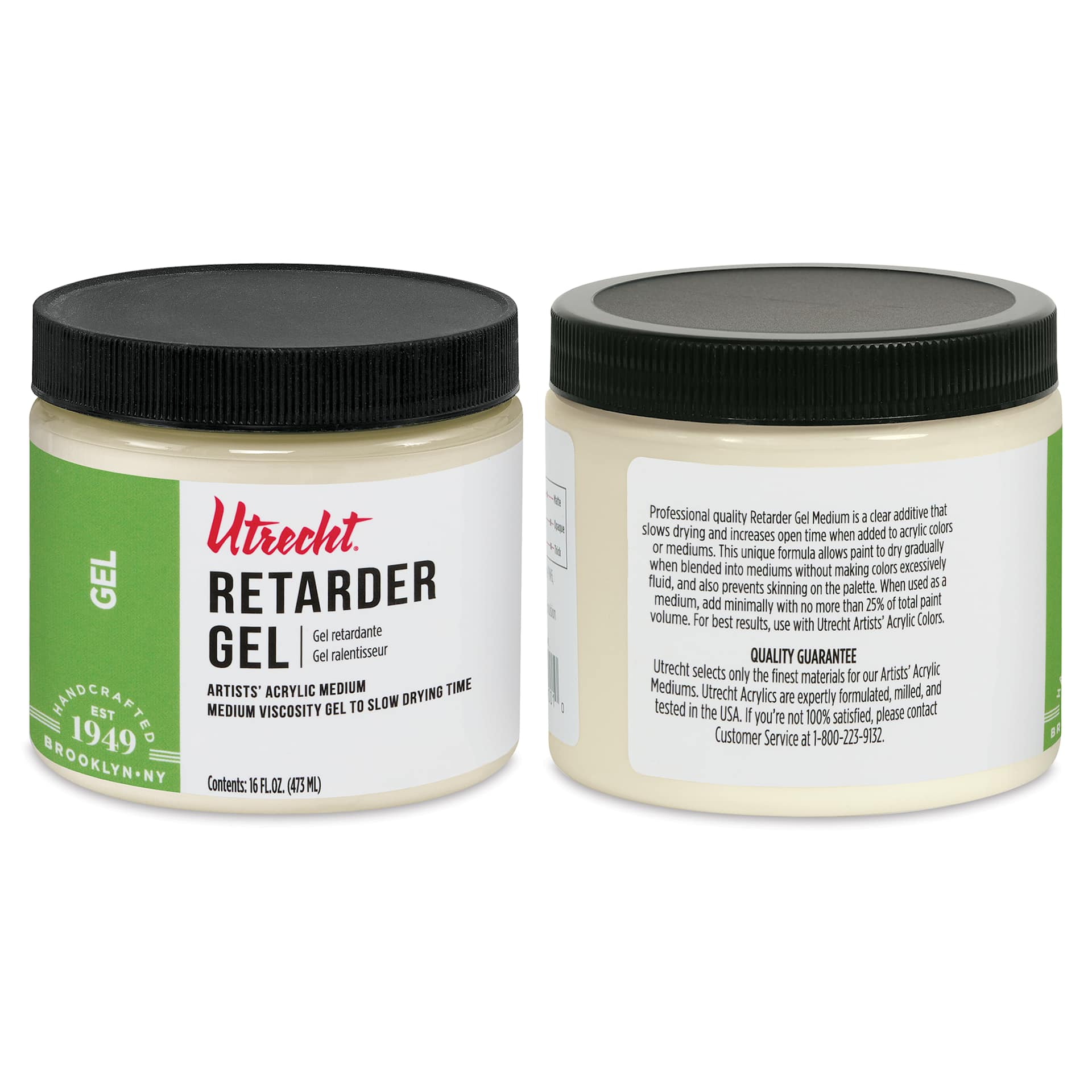 Utrecht Artists' Acrylic Retarder Gel Medium, front and back of label Utrecht Artists' Acrylic Retarder Gel Medium, front and back of label