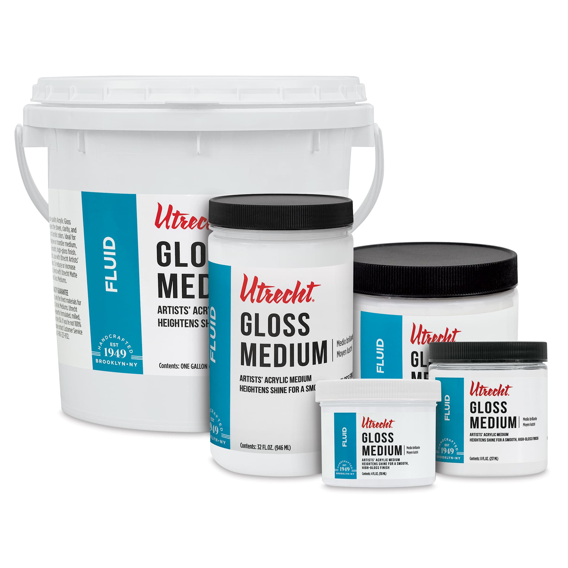 Utrecht Artists' Acrylic Fluid Mediums, gloss medium sizes Utrecht Artists' Acrylic Fluid Mediums, gloss medium sizes