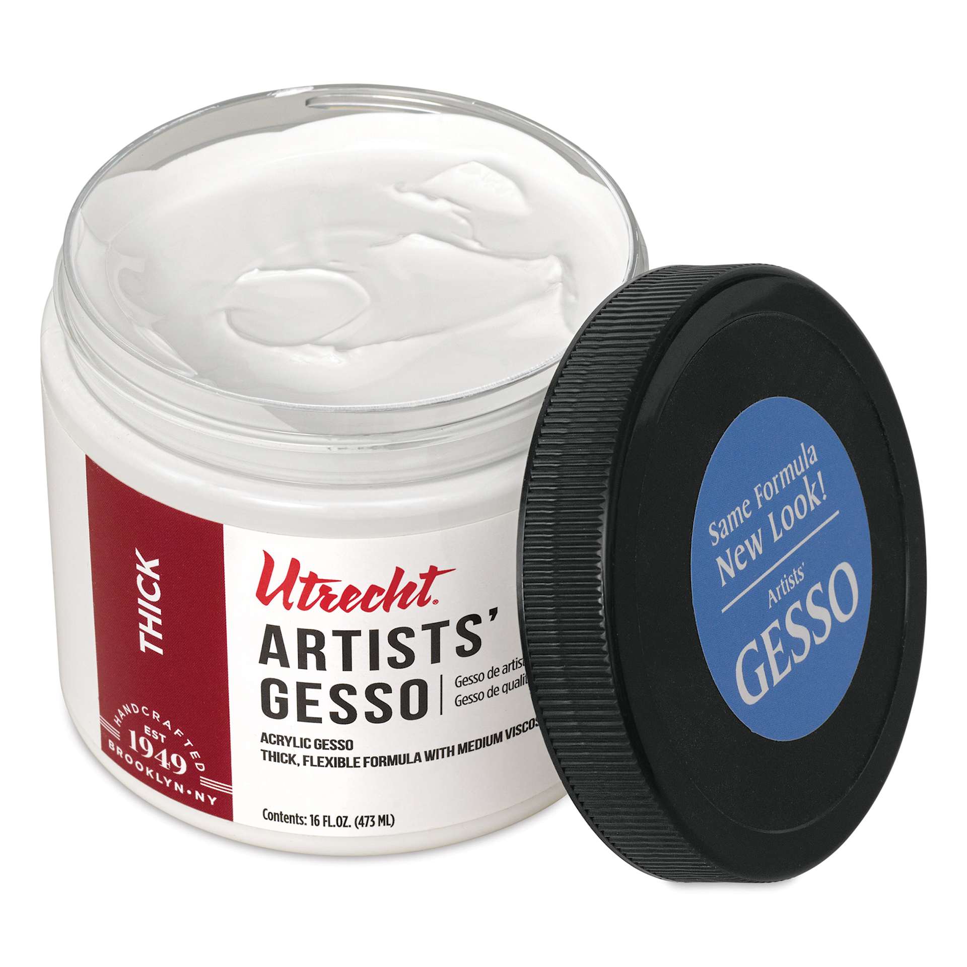 Utrecht Artists Acrylic Gesso - White, 16 oz open to show gesso Utrecht Artists Acrylic Gesso - White, 16 oz open to show gesso