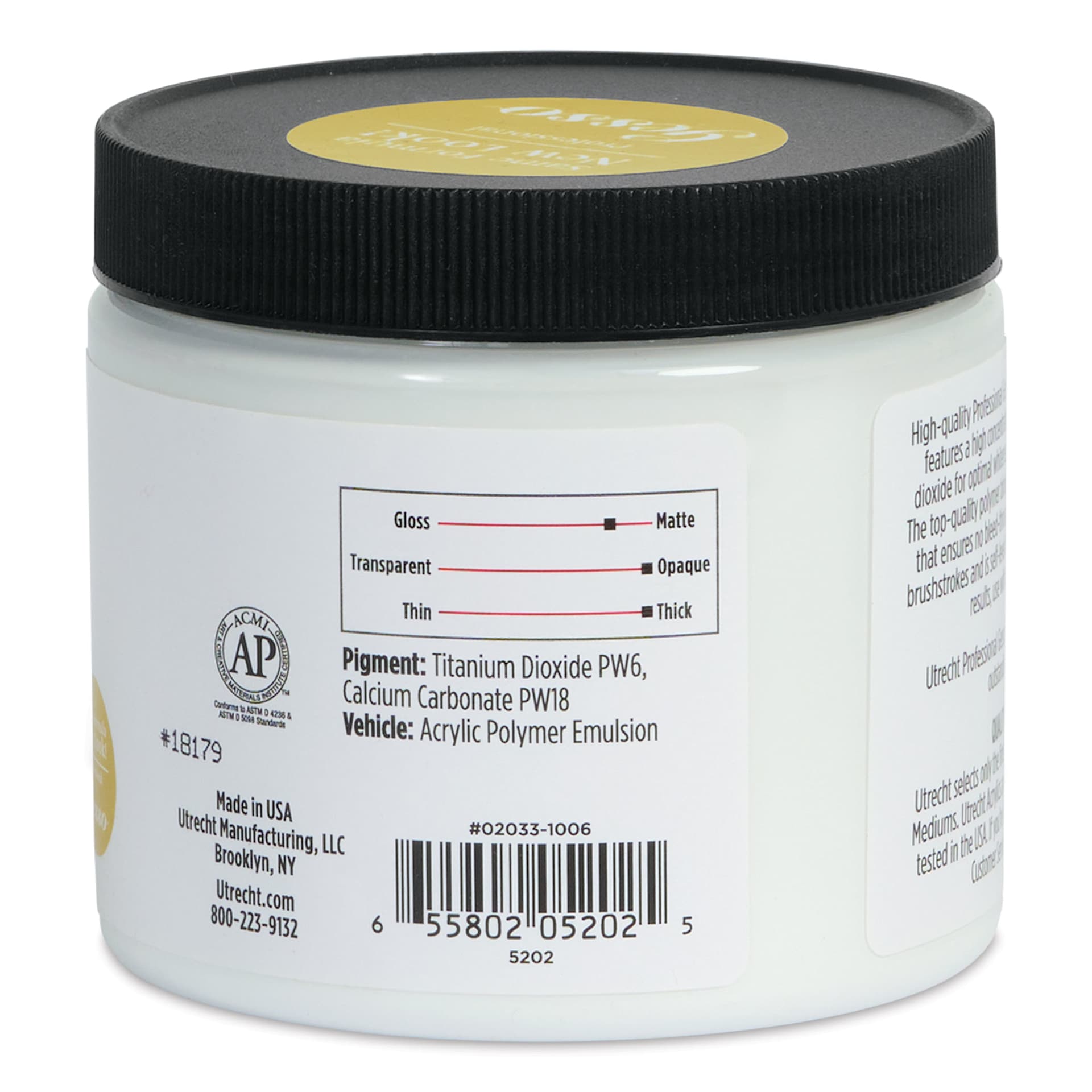 Utrecht Professional Acrylic Gesso - 16 oz right of jar Utrecht Professional Acrylic Gesso - 16 oz right of jar