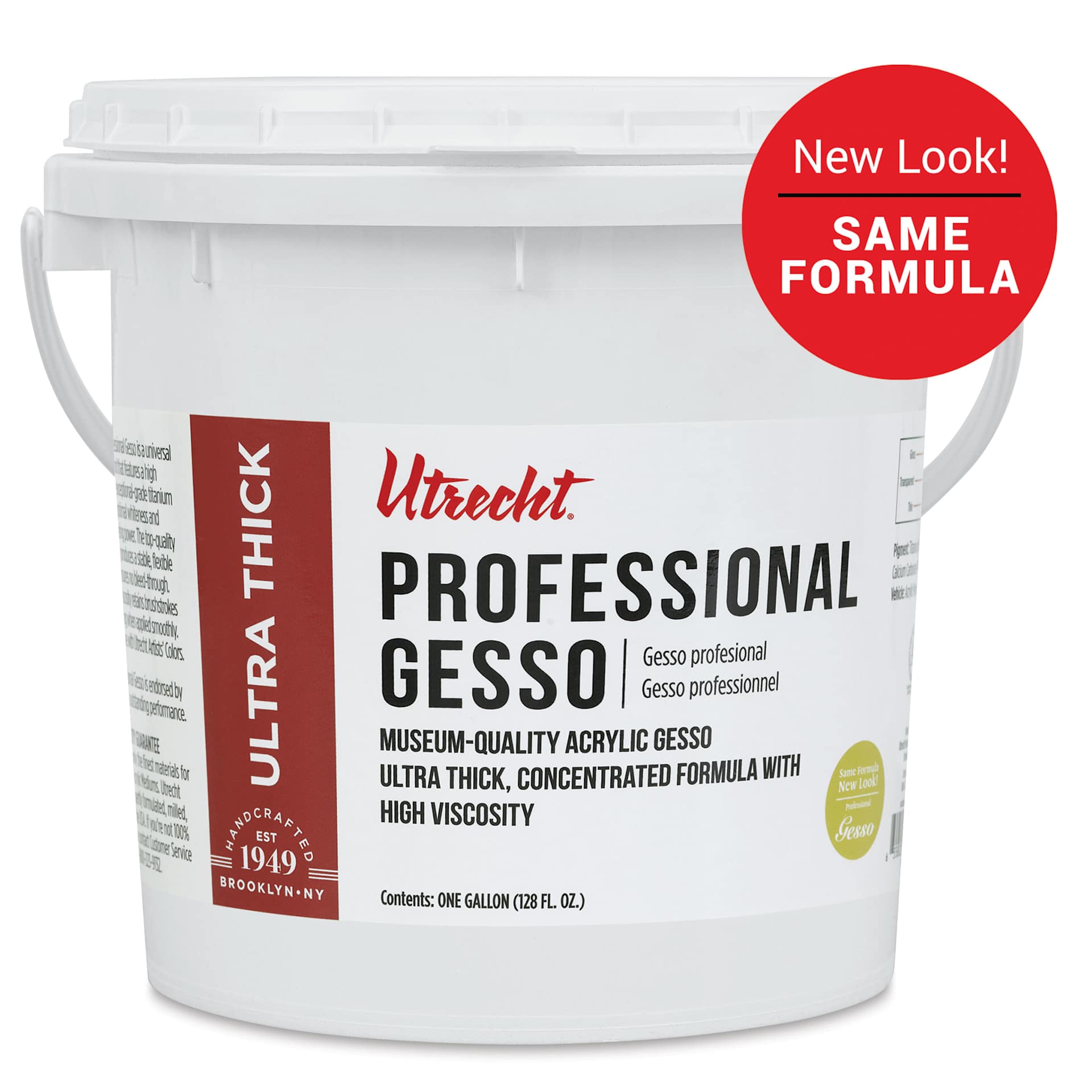 New look! Same formula - Utrecht Professional Acrylic Gesso - White, 128 oz New look! Same formula - Utrecht Professional Acrylic Gesso - White, 128 oz