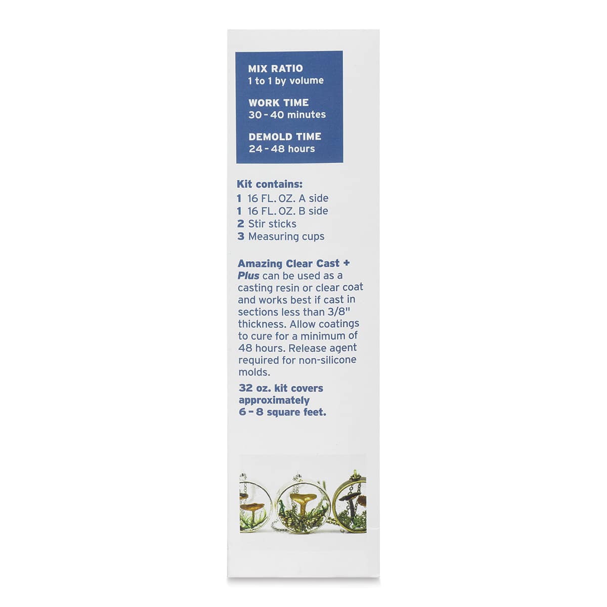 Alumilite Amazing Clear Cast Plus Epoxy Casting Resin - 32 oz, Bottle (Side view of packaging, Mixing ratio shown) Alumilite Amazing Clear Cast Plus Epoxy Casting Resin - 32 oz, Bottle (Side view of packaging, Mixing ratio shown)