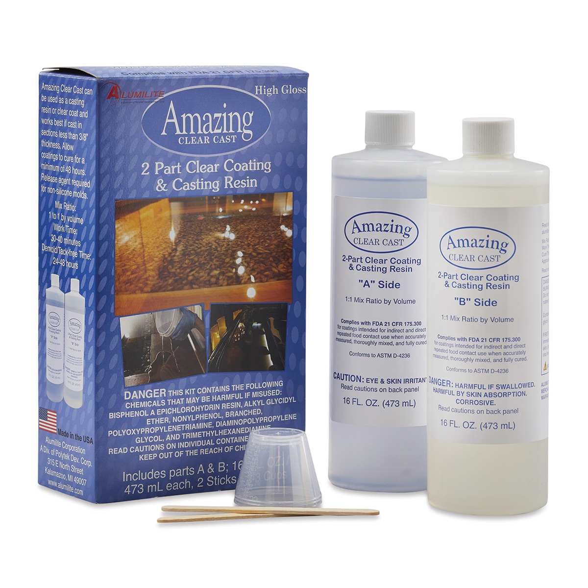 Alumilite Amazing Clear Cast Epoxy Casting Resin - 32 oz, Bottle (Box contents shown with packaging) Alumilite Amazing Clear Cast Epoxy Casting Resin - 32 oz, Bottle (Box contents shown with packaging)