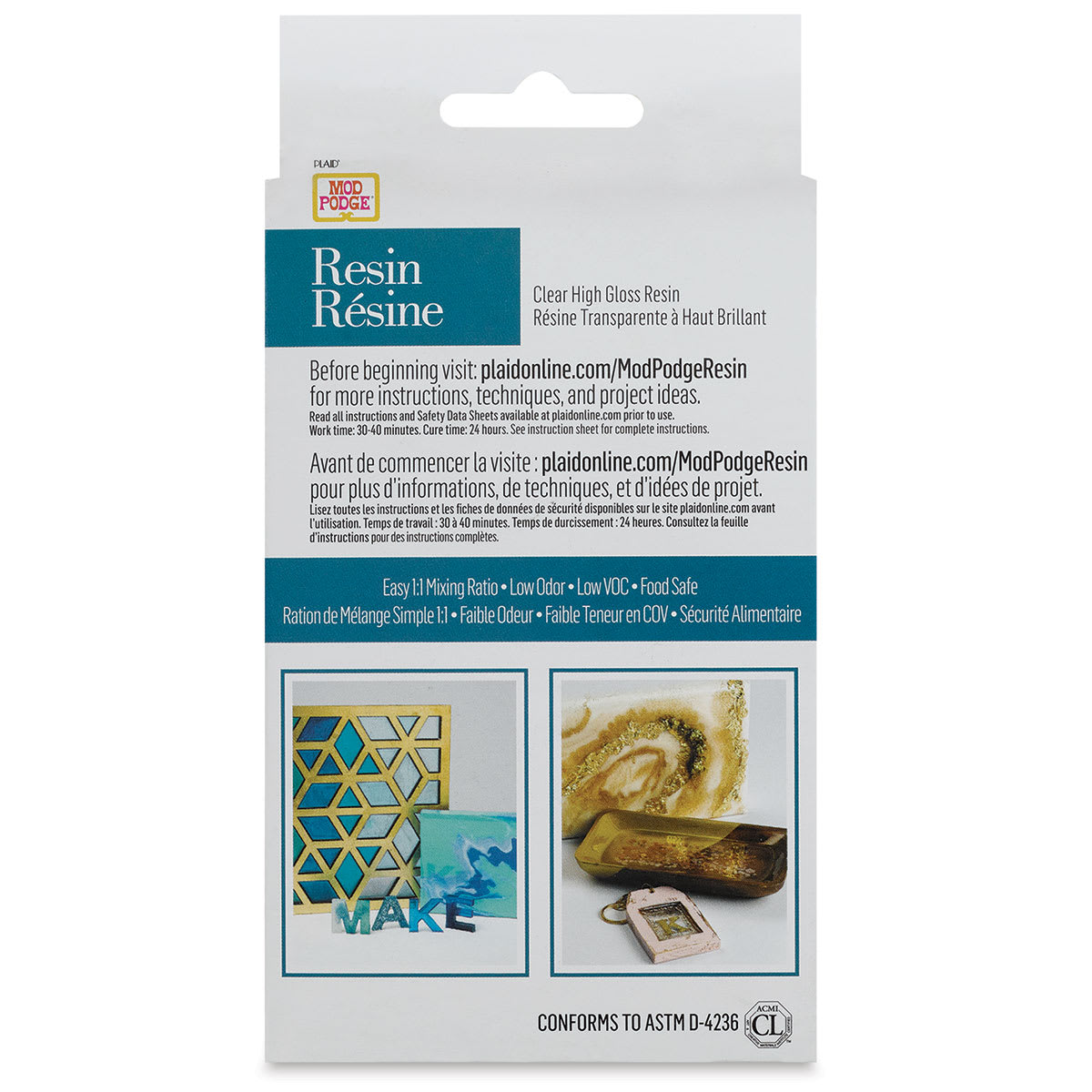 Mod Podge 2-Part Resin Kit - 8 oz (Back of packaging) Mod Podge 2-Part Resin Kit - 8 oz (Back of packaging)