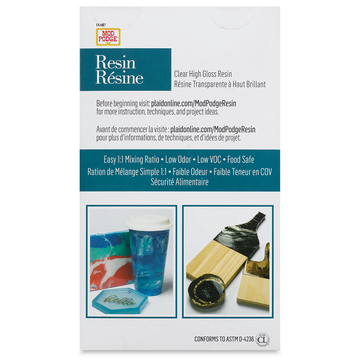 Mod Podge 2-Part Resin Kit - 16 oz (Back of packaging) Mod Podge 2-Part Resin Kit - 16 oz (Back of packaging)