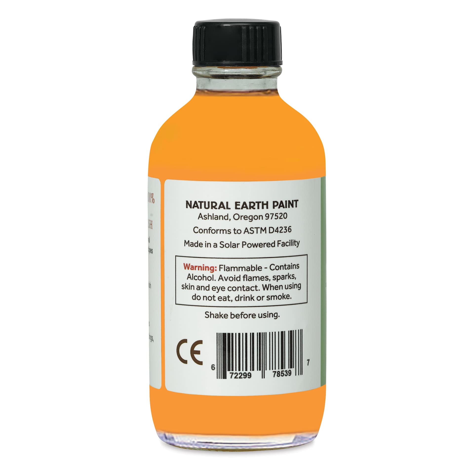 Natural Earth Paint Natural Varnish - 4 oz Glass Bottle, back view