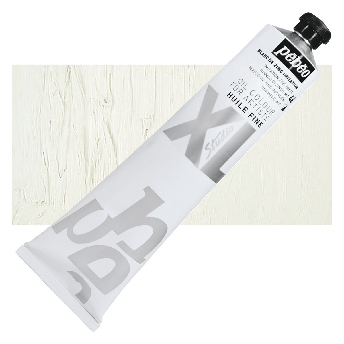 Pebeo XL Studio Oil Paint - Zinc White Imitation, 200 ml tube and swatch