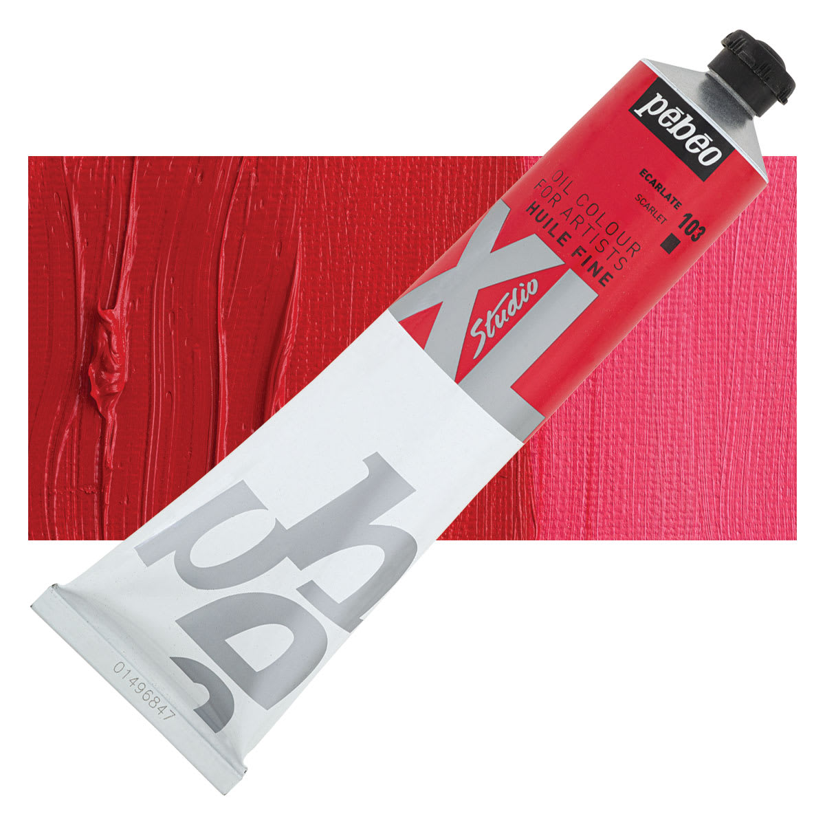 Pebeo XL Studio Oil Paint - Scarlet, 200 ml, Tube and swatch
