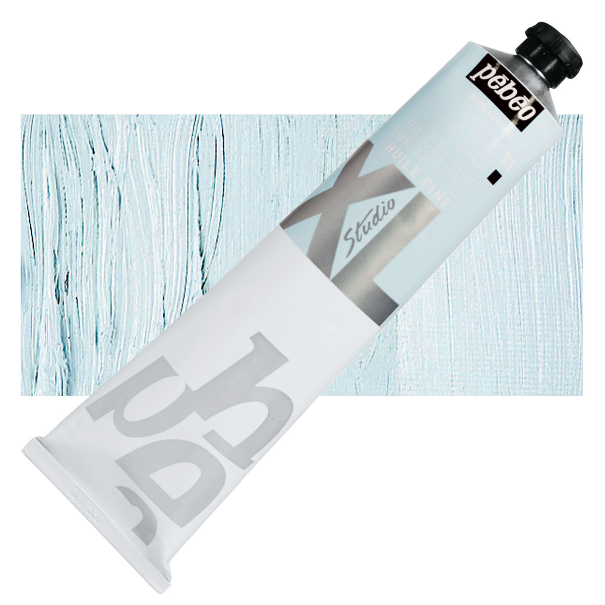 Pebeo XL Studio Oil Paint - Bright Blue, 200 ml tube and swatch