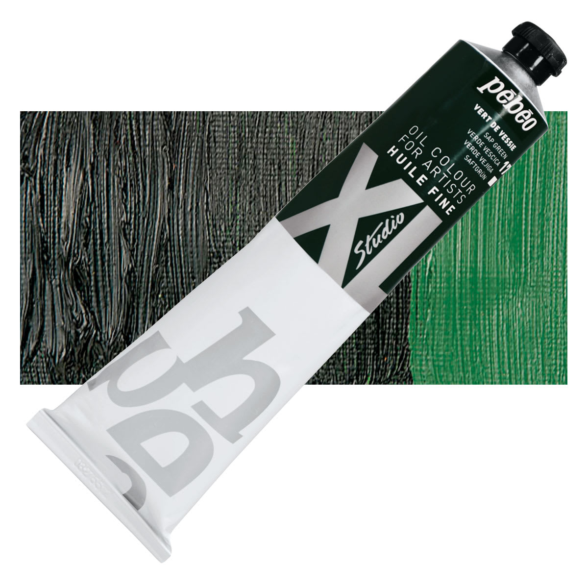 Pebeo XL Studio Oil Paint - Sap Green, 200 ml tube and swatch