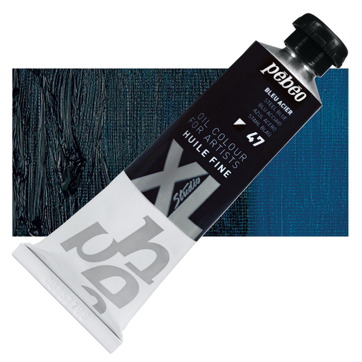 Pebeo XL Studio Oil Paint - Steel Blue, 37 ml tube and swatch