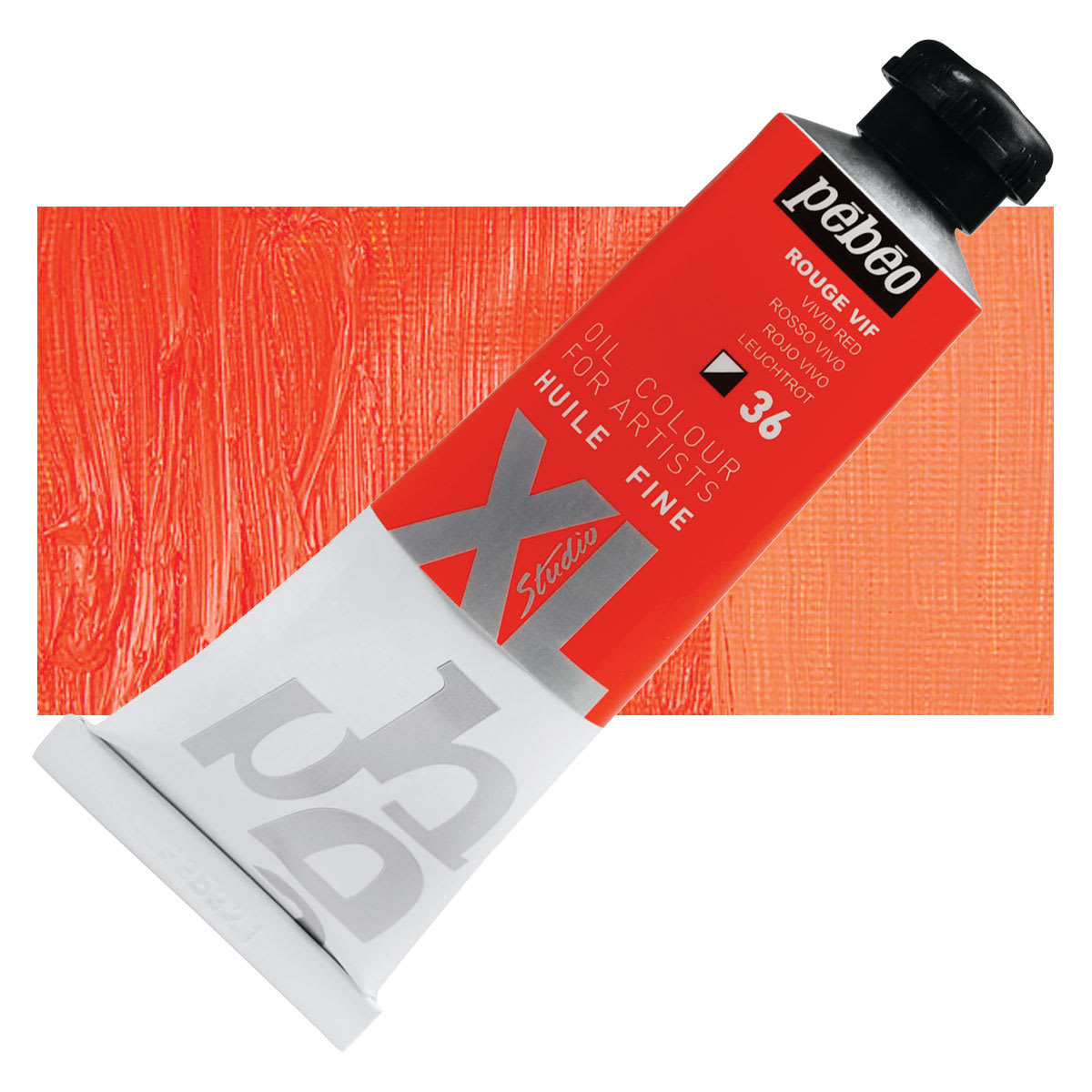 Pebeo XL Studio Oil Paint - Vivid Red, 37 ml Tube and swatch