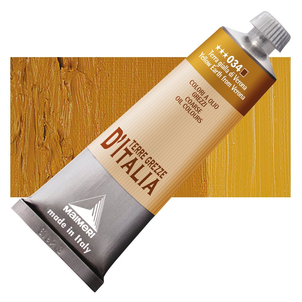Maimeri Italian Natural Earth Oil Paint - Yellow Earth from Verona, 60 ml tube and swatch