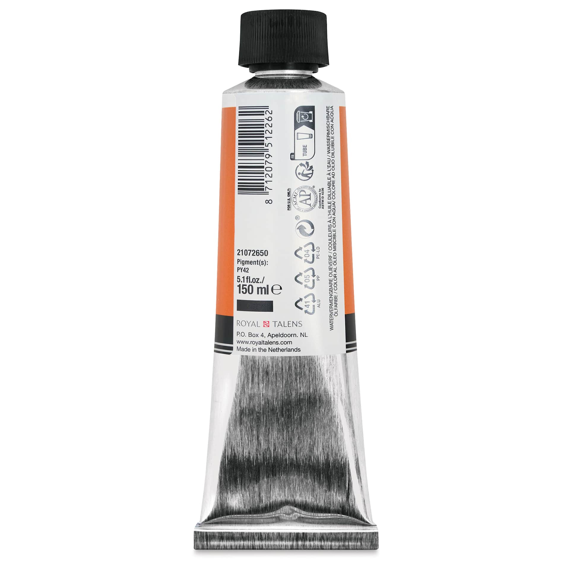 Cobra Artist Water Mixable Oil Paint - Transparent Oxide Yellow, 150 ml tube back