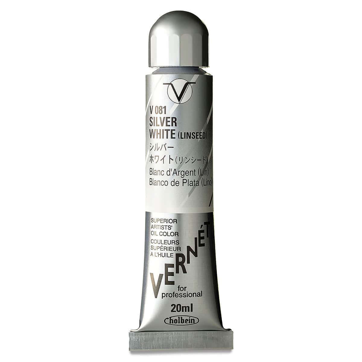 Holbein Vernét Superior Artists' Oil Color - Silver White Flake (Linseed), 20 ml tube