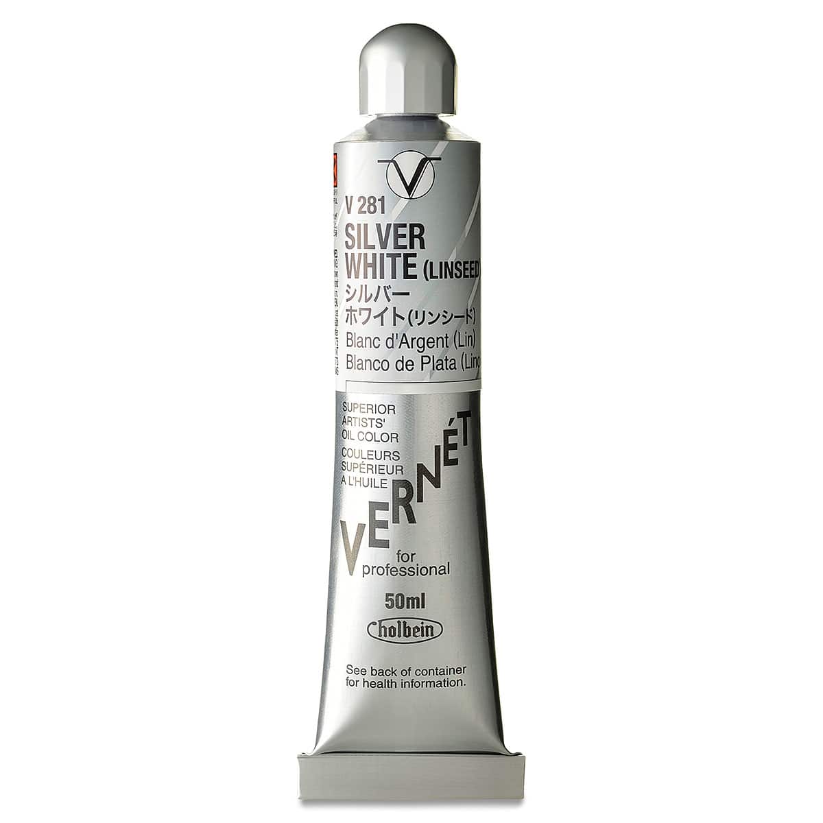 Holbein Vernét Superior Artists' Oil Color - Silver White Flake (Linseed), 50 ml tube