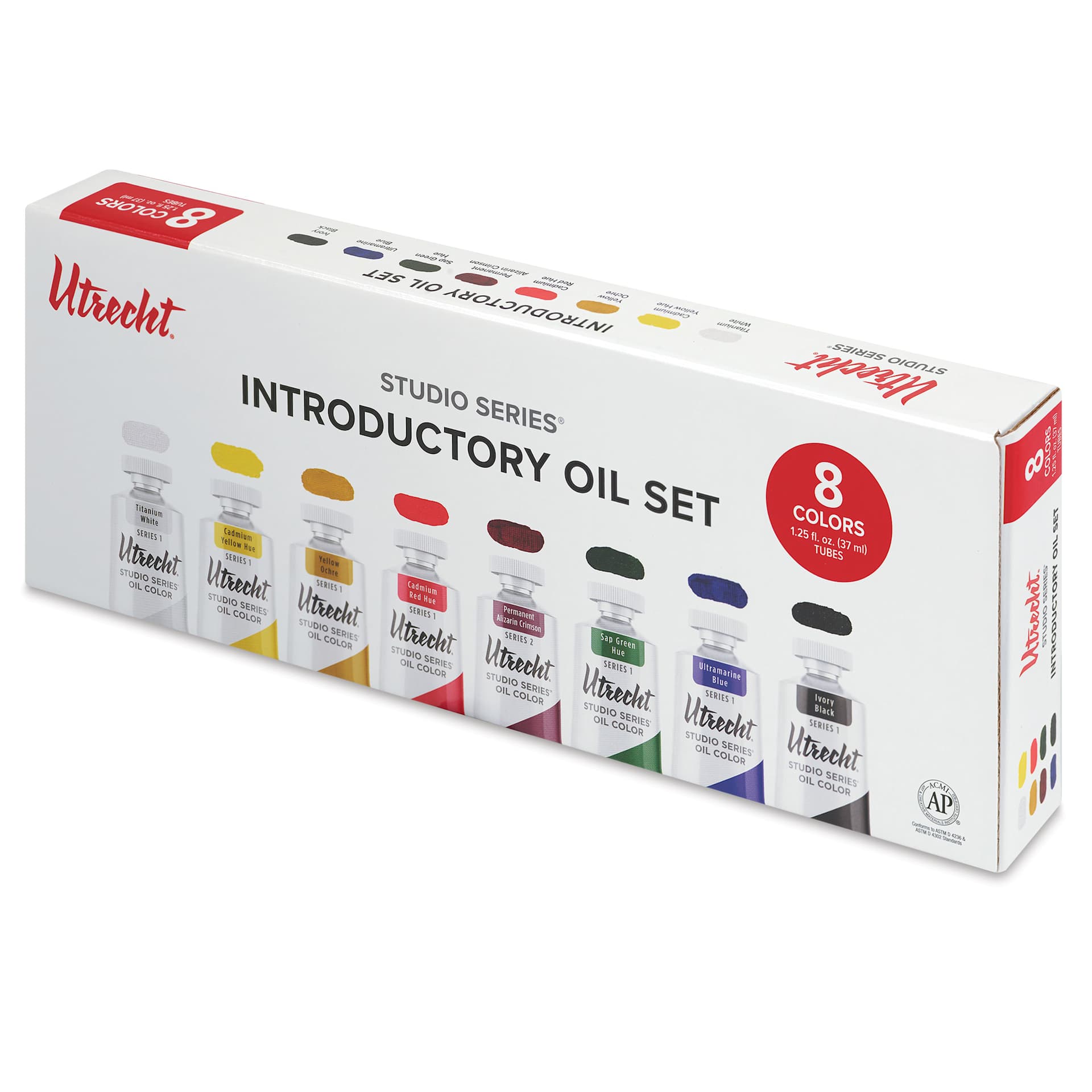 Utrecht Studio Series Oil Paints - Set of 8, Introductory Colors, 37 ml, packaging