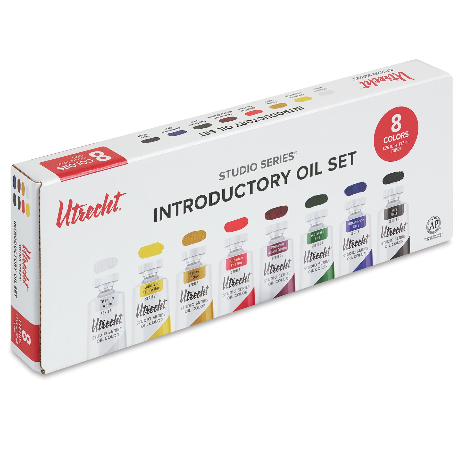 Utrecht Studio Series Oil Paints - Set of 8, Introductory Colors, 37 ml, closed