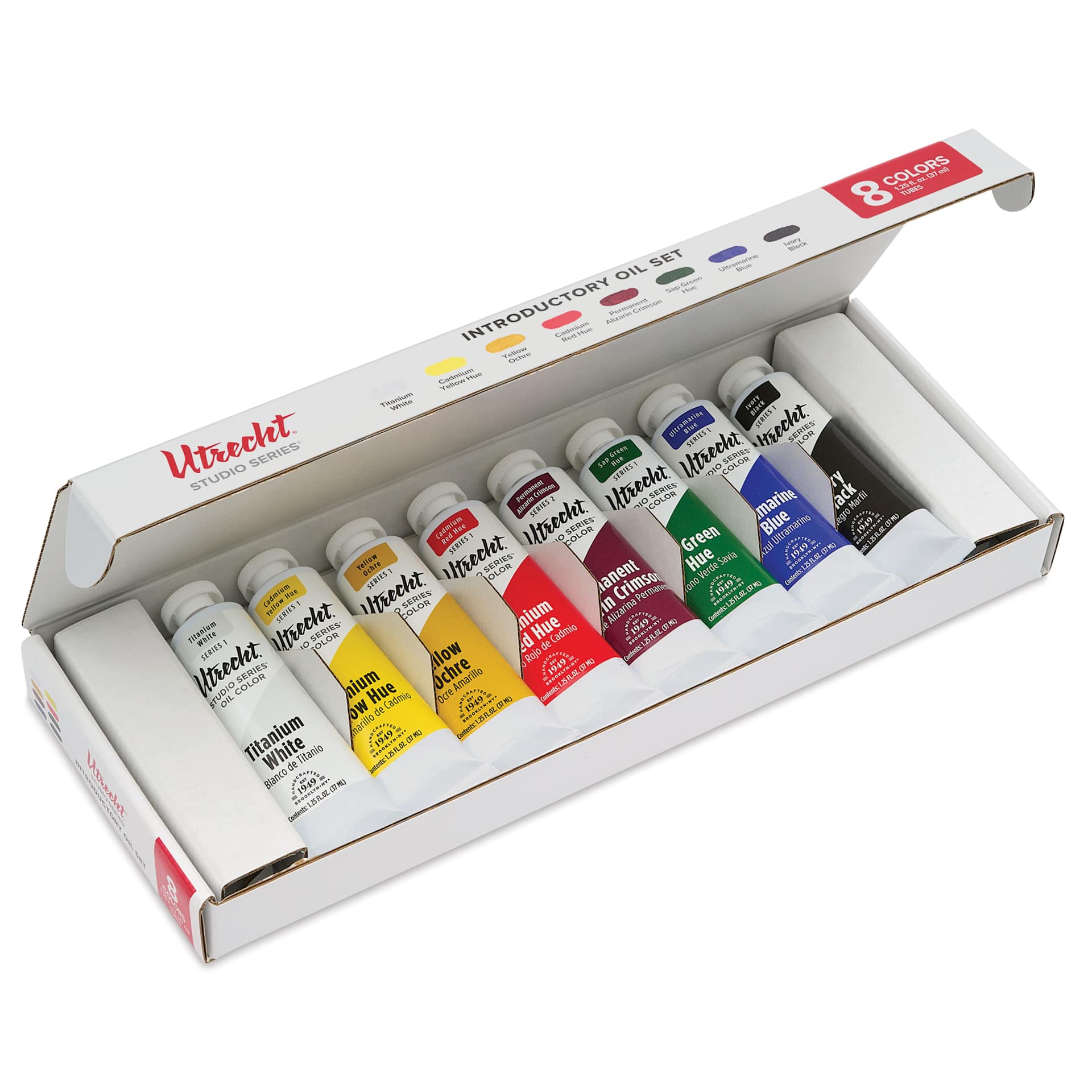 Utrecht Studio Series Oil Paints - Set of 8, Introductory Colors, 37 ml, open packaging