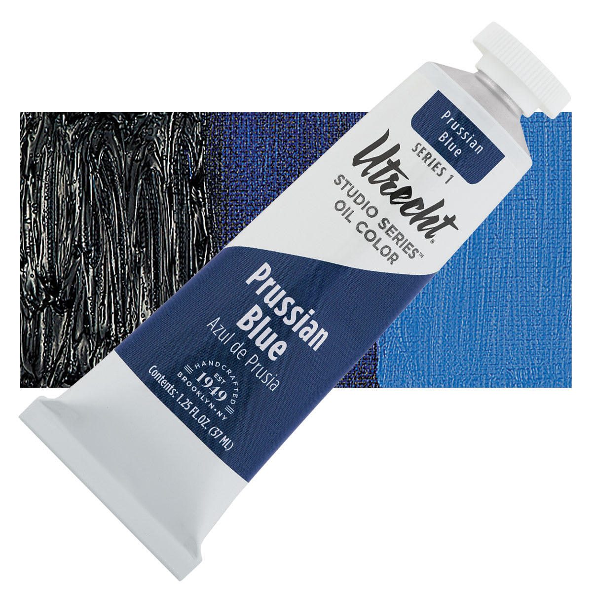 Utrecht Studio Series Oil Paint - Prussian Blue, 37 ml, Tube and swatch