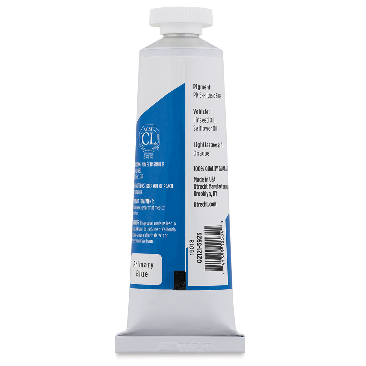 Utrecht Studio Series Oil Paint - Primary Blue, 37 ml, Tube (Back)