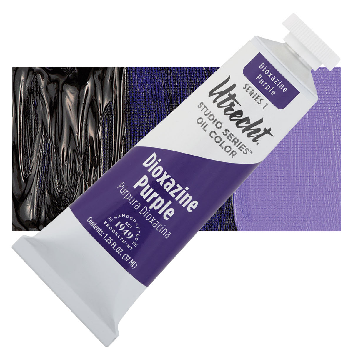 Utrecht Studio Series Oil Paint - Dioxazine Purple, 37 ml, Tube and swatch