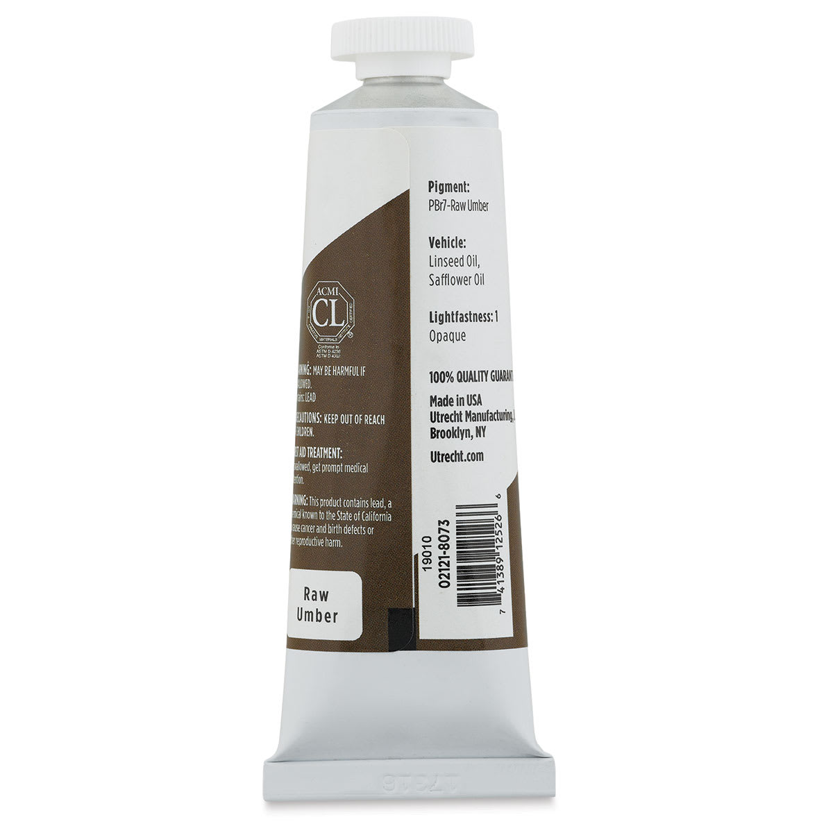 Utrecht Studio Series Oil Paint - Raw Umber, 37 ml, Tube back
