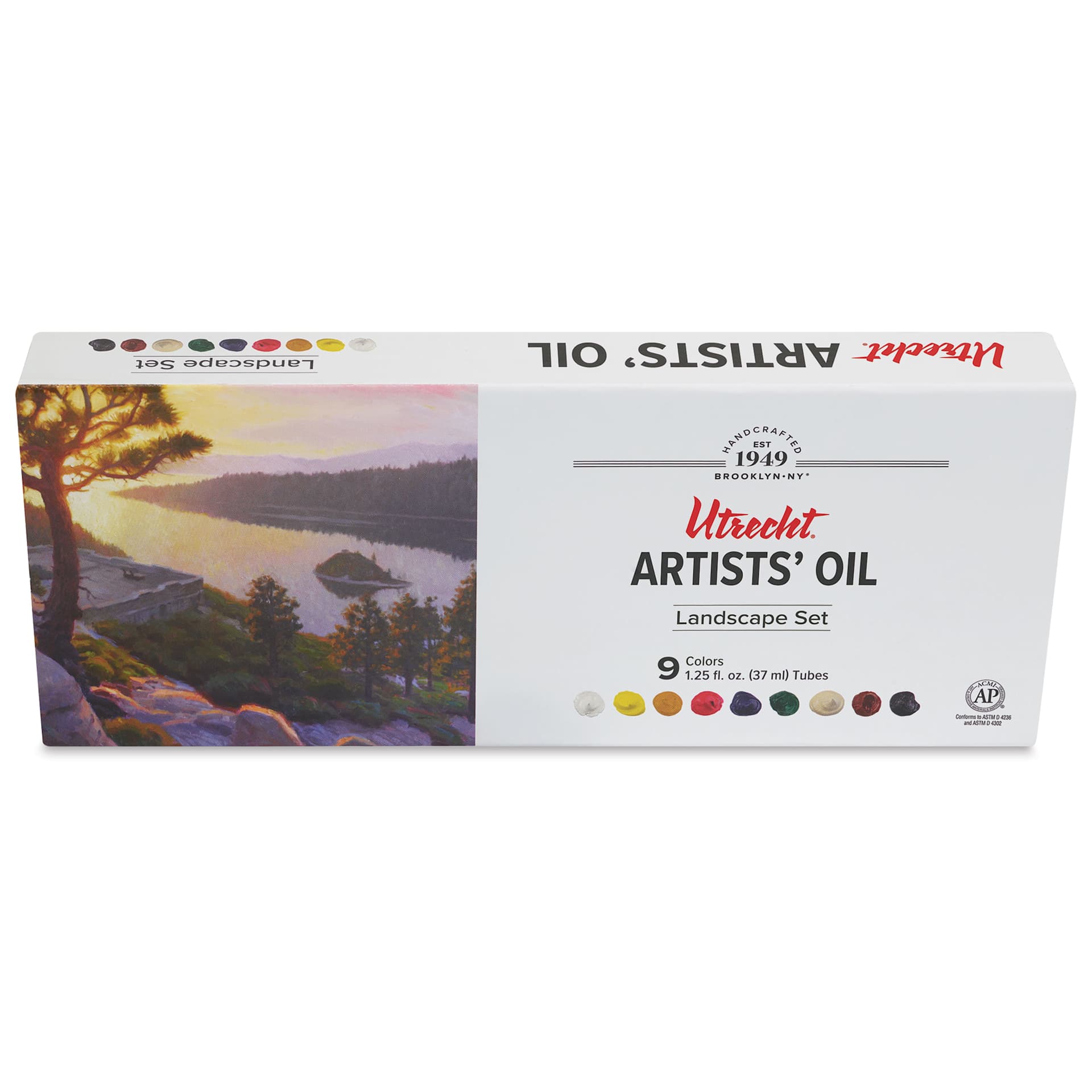Utrecht Artists' Oil Paint - Set of 9, Landscape Colors, 37 ml, packaging