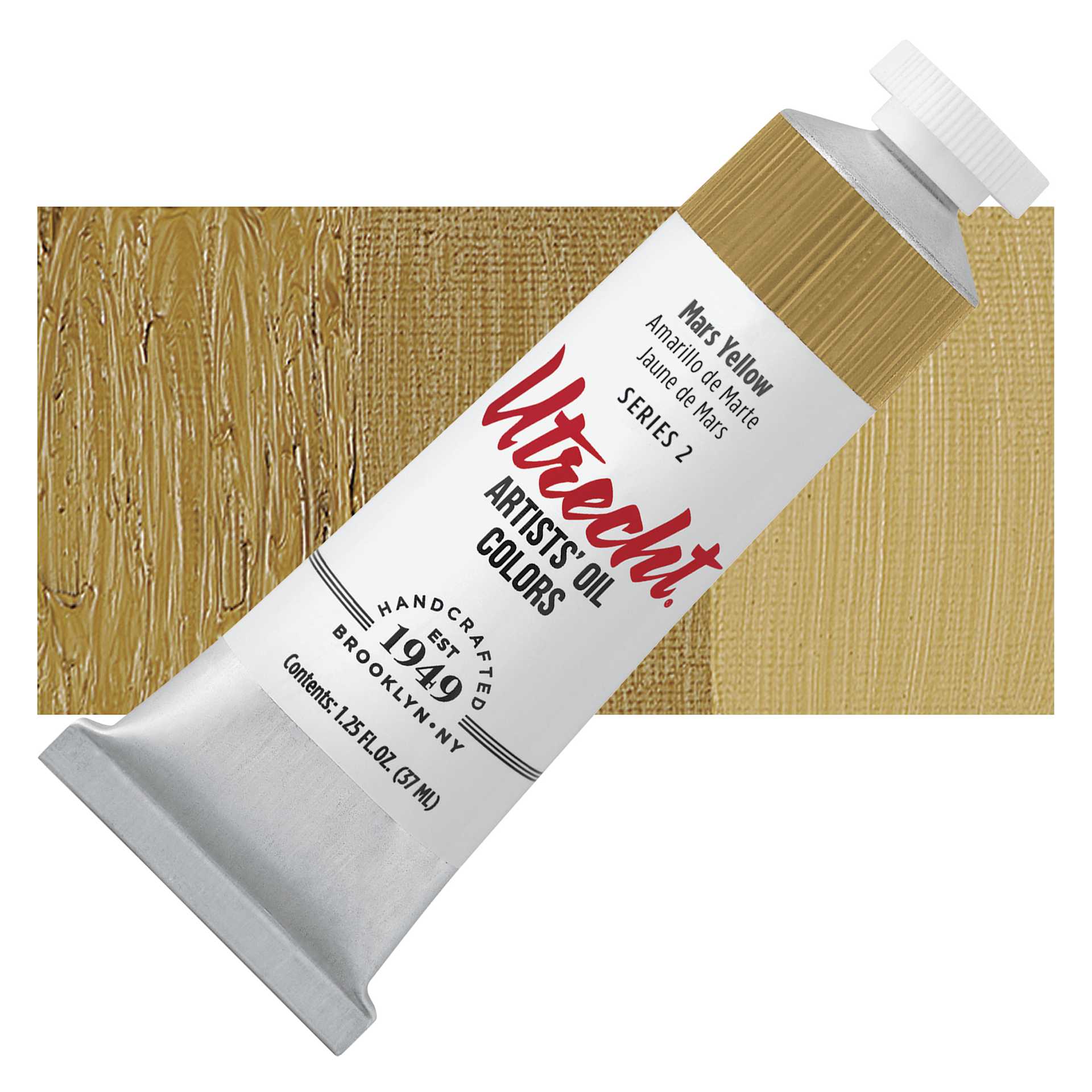 Utrecht Artists' Oil Paint - Mars Yellow, 37 ml tube and swatch